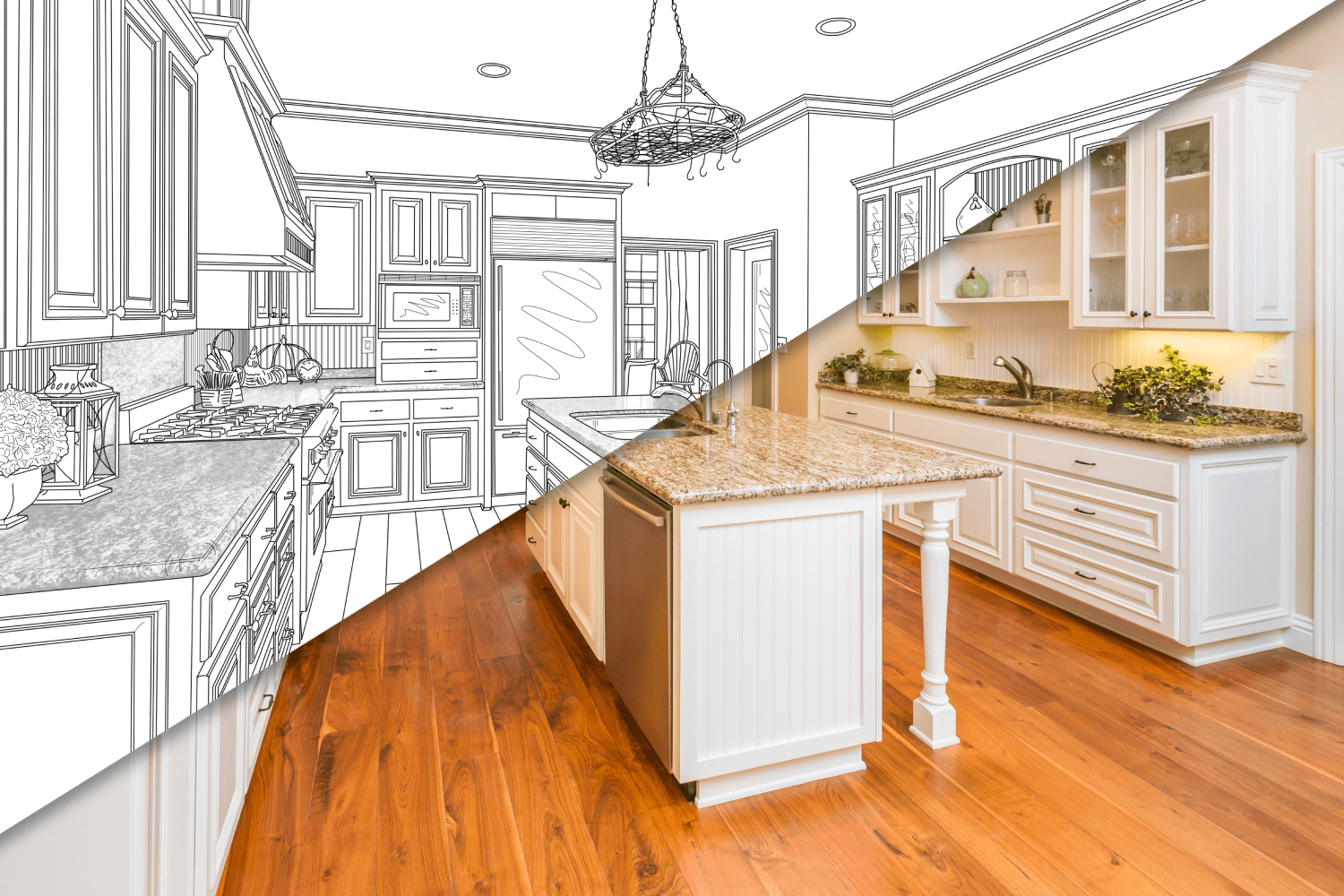 Diagonal Split Drawing Of Kitchen Diagonal Split Drawing Of Kitchen